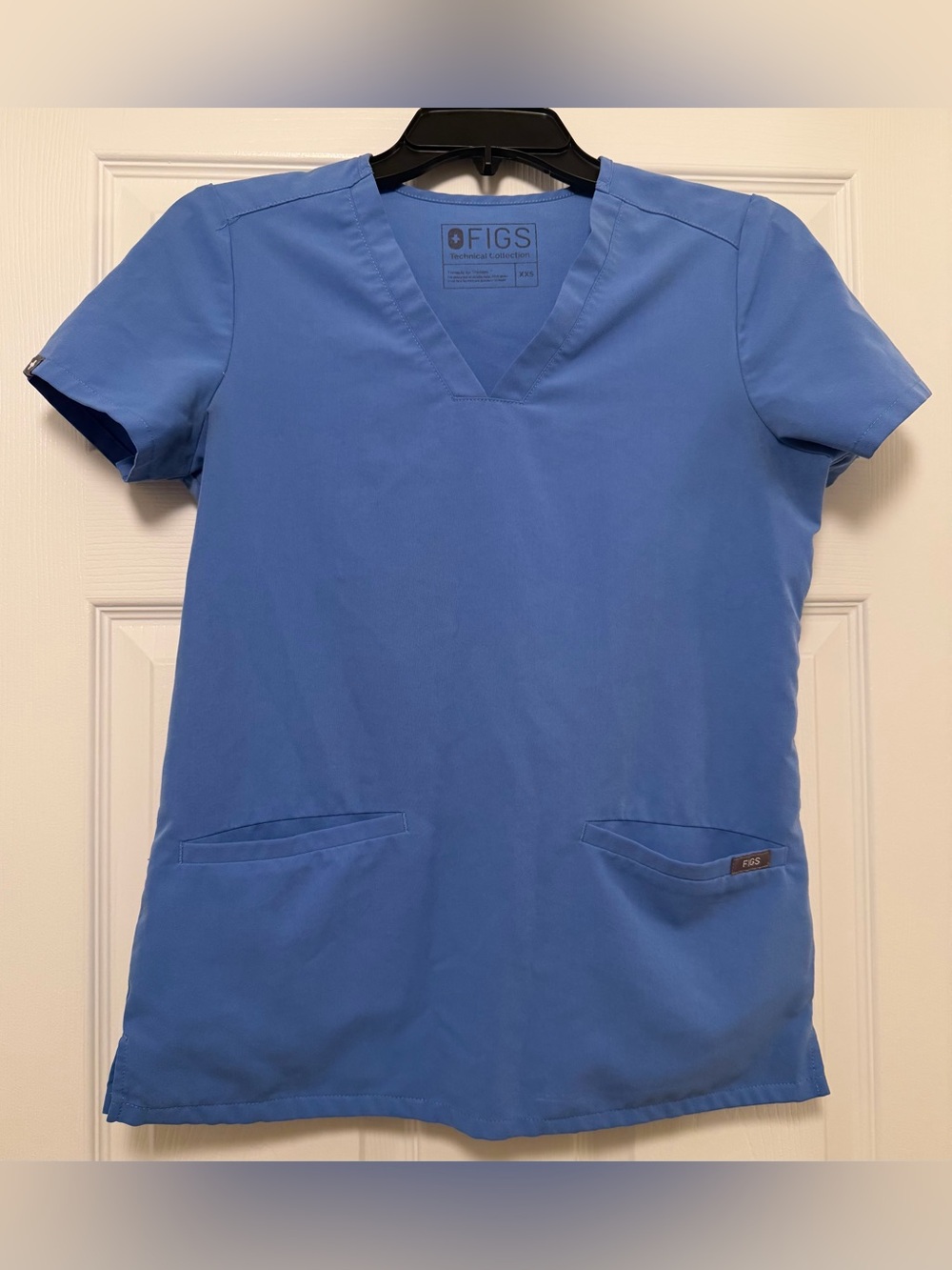 Figs Casma Three Pocket Scrub Top Ceil Blue Size XXS